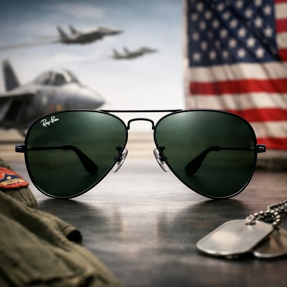 Ray-Ban Classic Aviator Sunglasses RB3025 58□14 140 Black and Green New